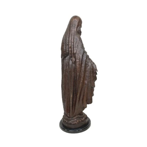 Madonna with Marble Base Bronze Statue - Image 3