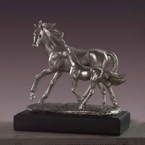 Mare And Colt Horse Sculpture 9" High