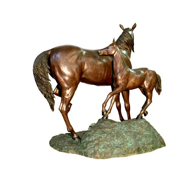 Mare and Foal Life Size Bronze Horse Pair - Image 2