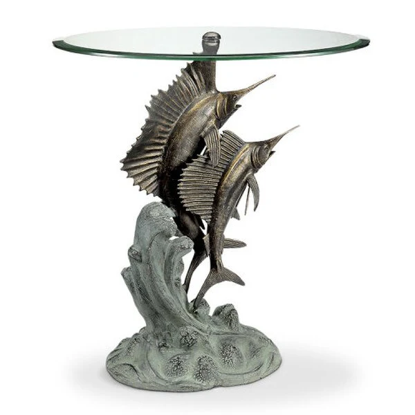 Marlin and Sailfish End Table Sculpture - Image 3