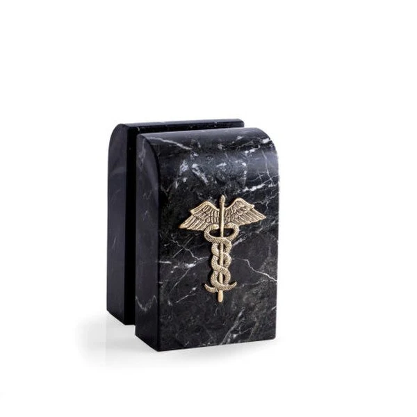Medical Caduceus Bookends Black Marble