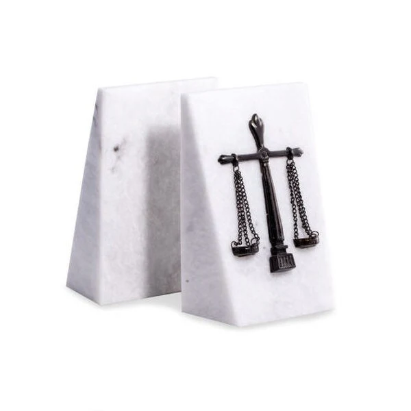 Legal Scales Bookends White Marble