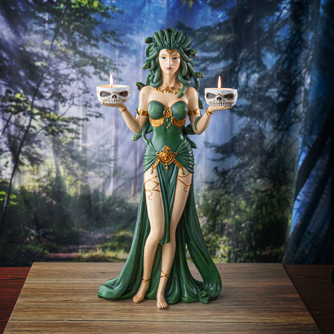 Medusa Serpent Queen Candle Holder Sculpture - Image 6