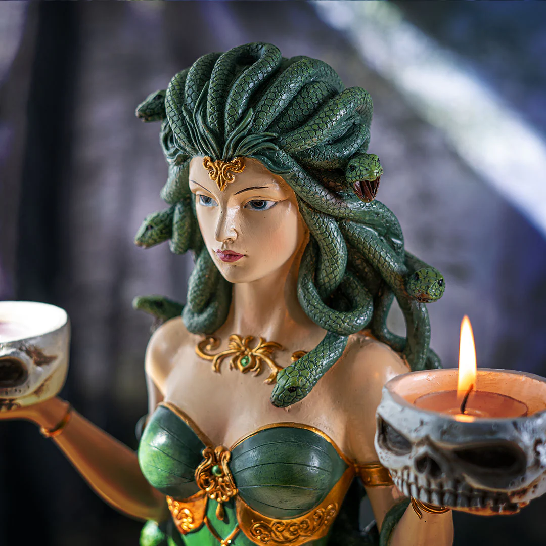 Medusa Serpent Queen Candle Holder Sculpture - Image 7