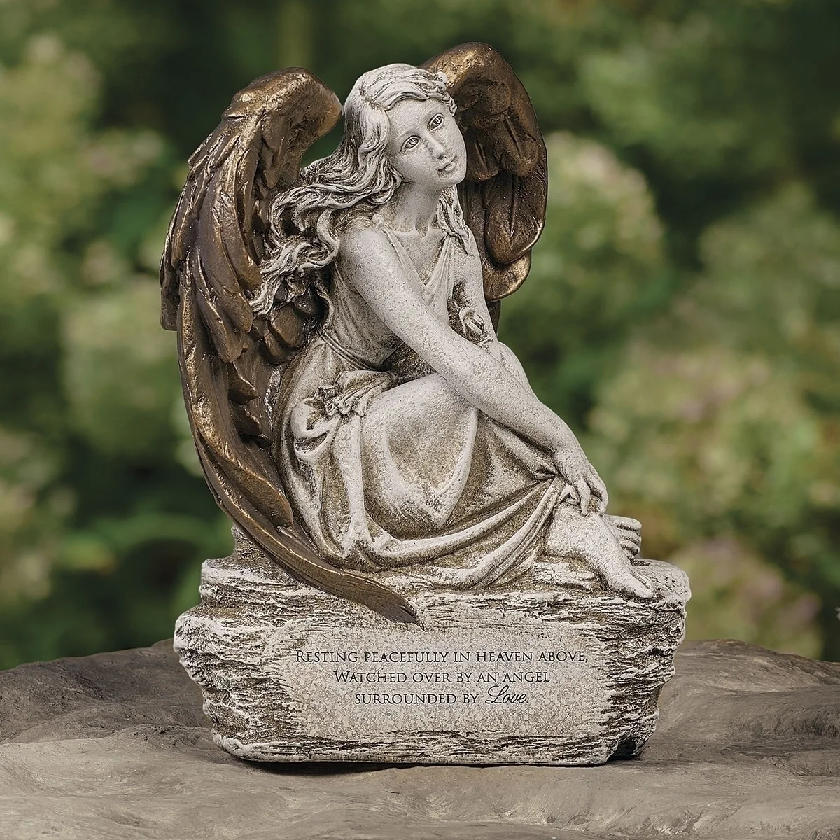 Memorial Angel Statue with Verse Garden Sculpture