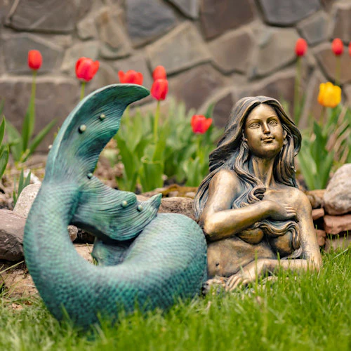 Mermaid Laying in Repose Garden Sculpture - Image 6