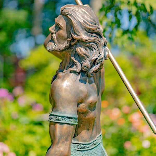 Merman Garden Sculpture Throwing Trident - Image 6