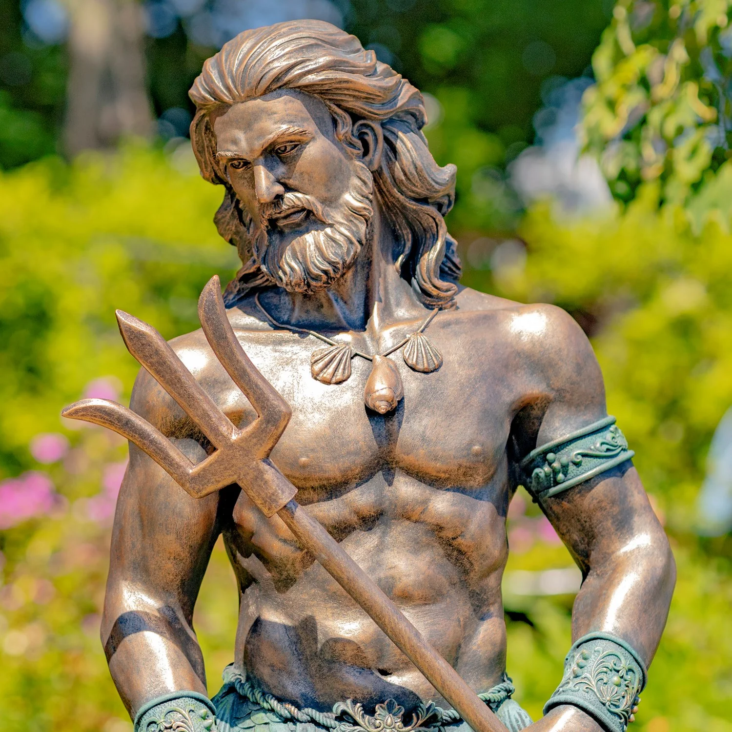 Merman Neptune Garden Statue Holding Trident 50" High - Image 5