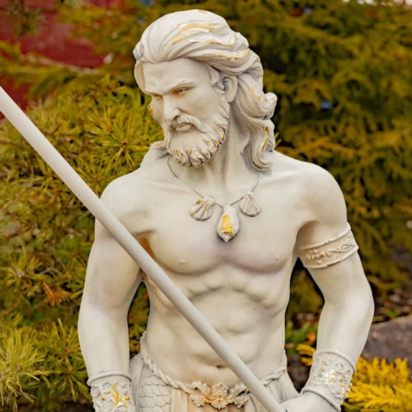 Merman Garden Statue Holding Trident 50" High - Image 6