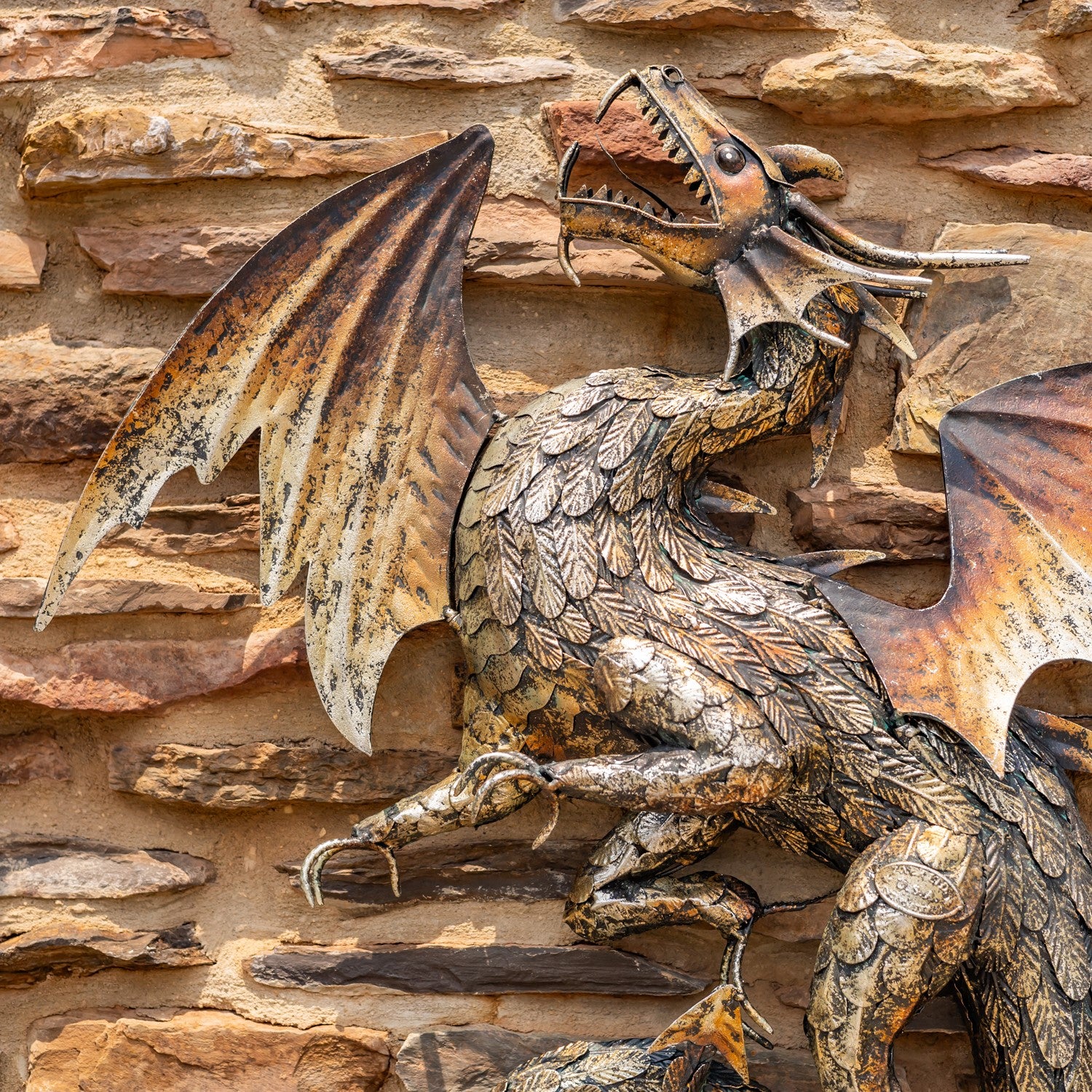 Metal Serpent Dragon Wall Hanging 33" High - Image 3