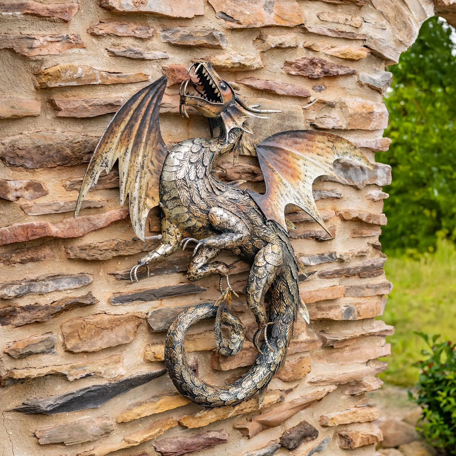 Metal Serpent Dragon Wall Hanging 33" High - Image 5