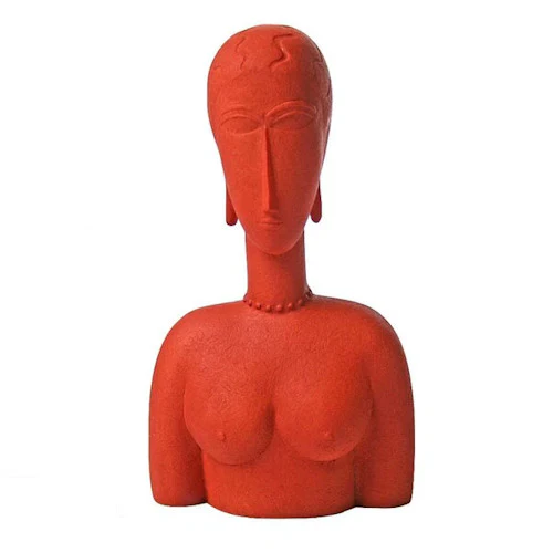 Modigliani Abstract Female Bust Red Statue - Image 2