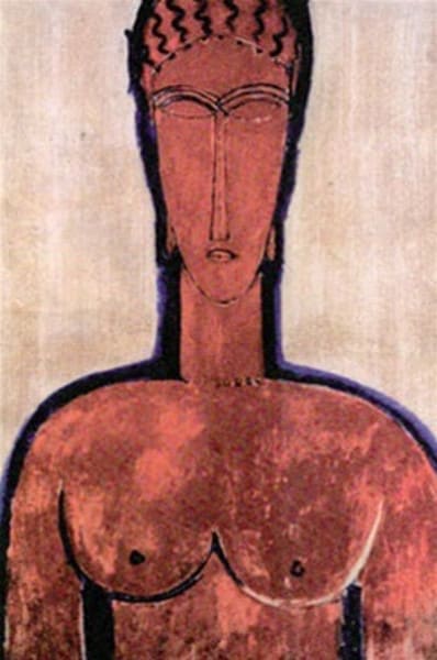 Modigliani Abstract Female Bust Red Statue - Image 4