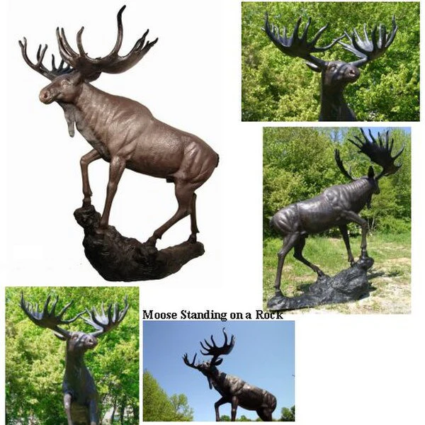 Moose Standing On A Rock Bronze Statue