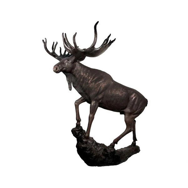 Moose Standing On A Rock Bronze Statue - Image 2