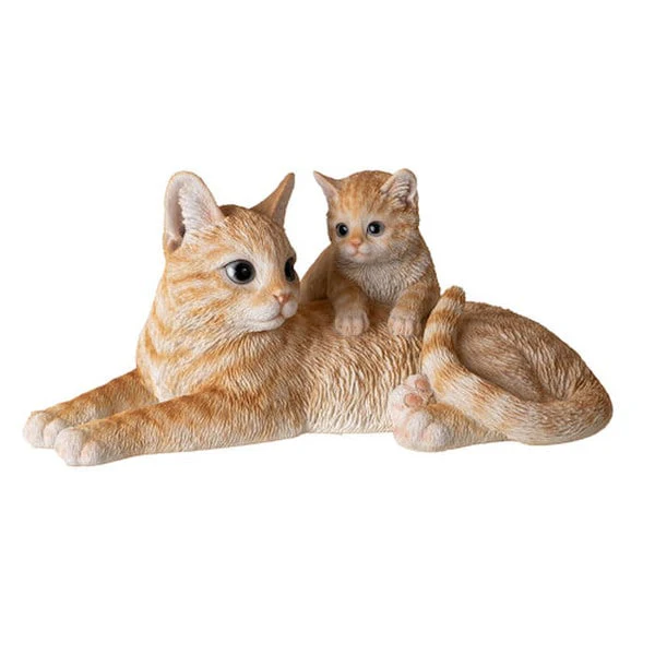 Mother and Kitten Orange Tabby Figurine