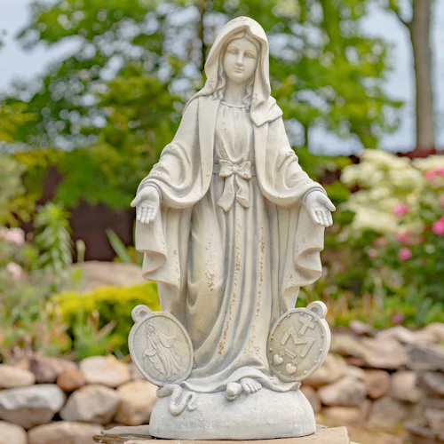 Mother Mary Garden Sculpture 36" High Antique Grey - Image 2