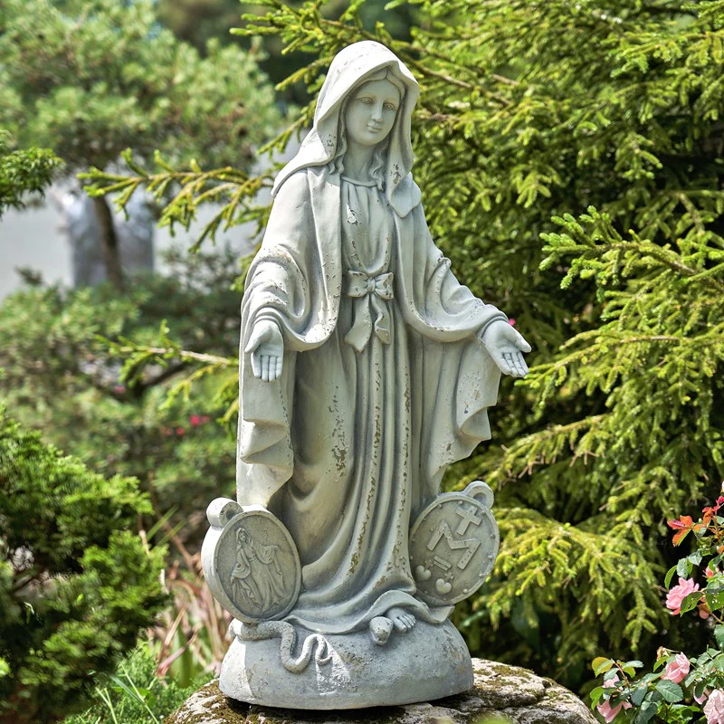 Mother Mary Garden Sculpture 36" High Antique Grey - Image 3