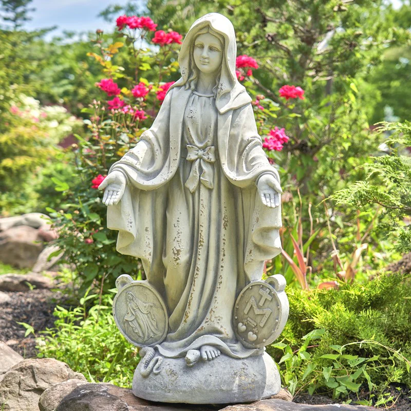 Mother Mary Garden Sculpture 36" High Antique Grey - Image 5