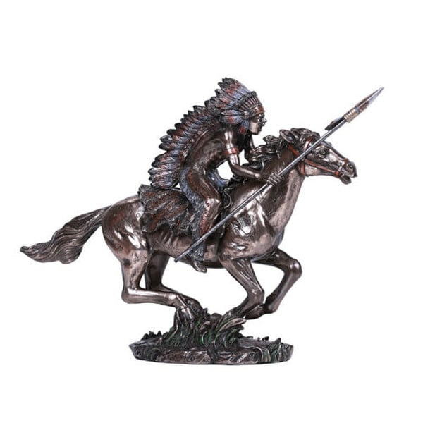 Native Indian Warrior on Horse Sculpture