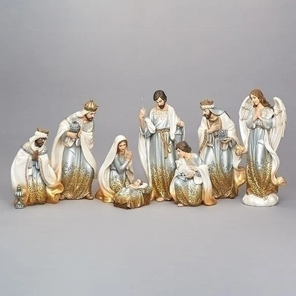 Nativity Set of 8 figurines Gold Ombre Statue