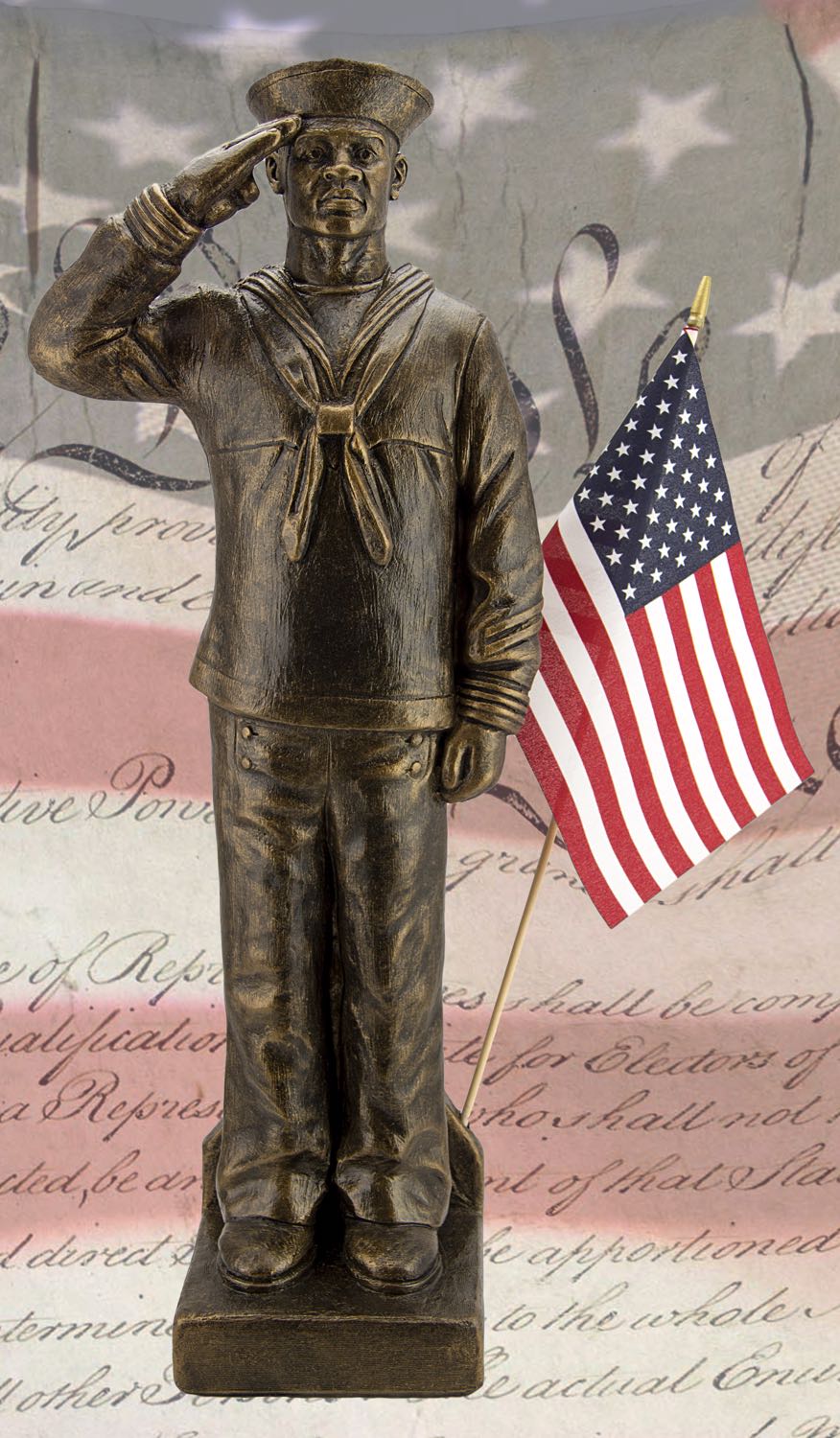 American Soldier Saluting Navy Sculpture 30" High - Image 3
