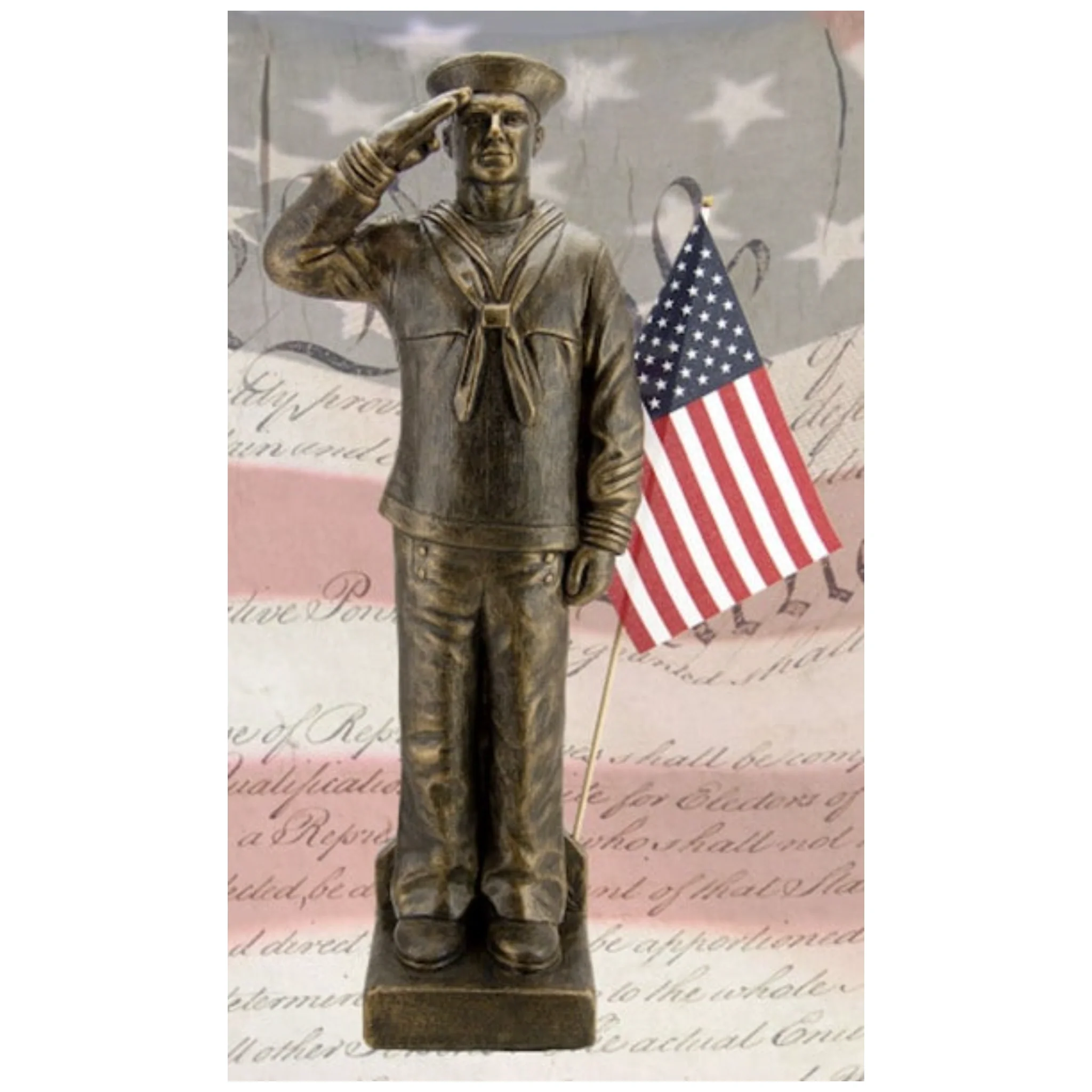 American Soldier Saluting Navy Garden Statue 30" High