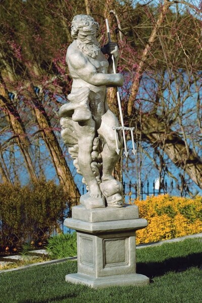 Neptune Life-sized Plumbed With Base Garden Sculpture
