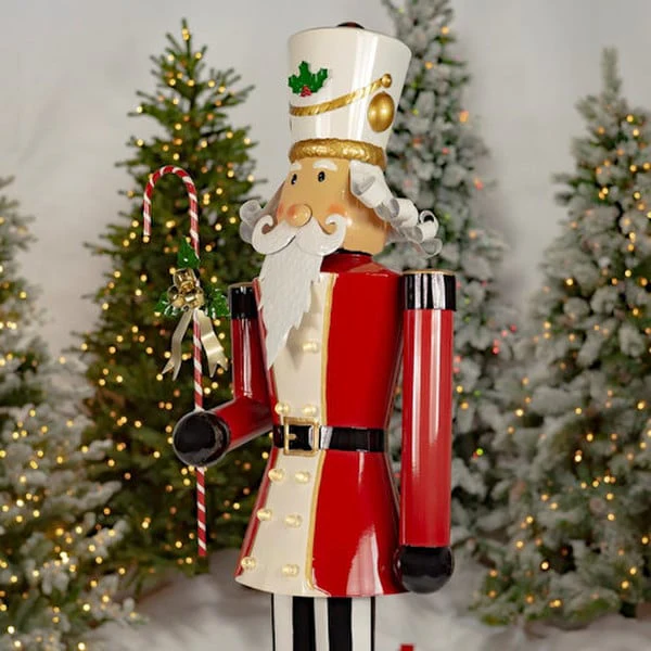 Nutcracker with Candy Cane Statue LED Lights 65" H - Image 2