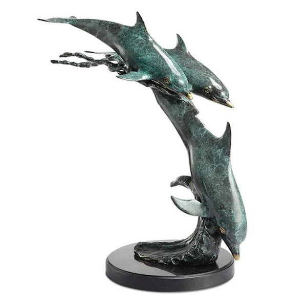 Ocean Symphony Dolphin Trio Brass Statue
