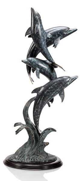 Oceanic Ballet Dolphin Quartet Brass Sculpture