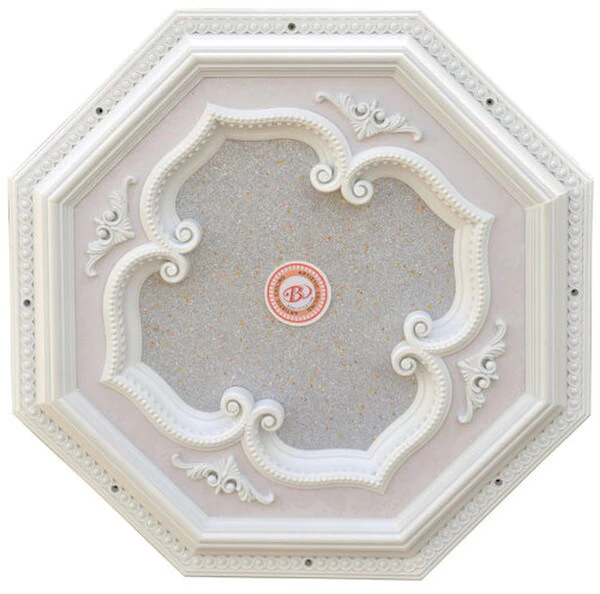 Octagon White Silver Ceiling Medallion 24 inch