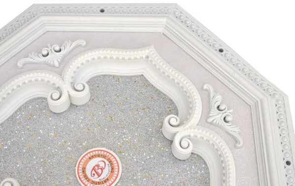 Octagon White Silver Ceiling Medallion 24 inch - Image 4