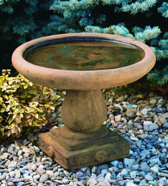 One Piece Embossed Bird Bath 13.5" High