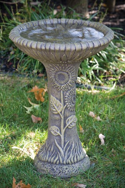 One Piece Sunflower Bird Bath 21.5" High