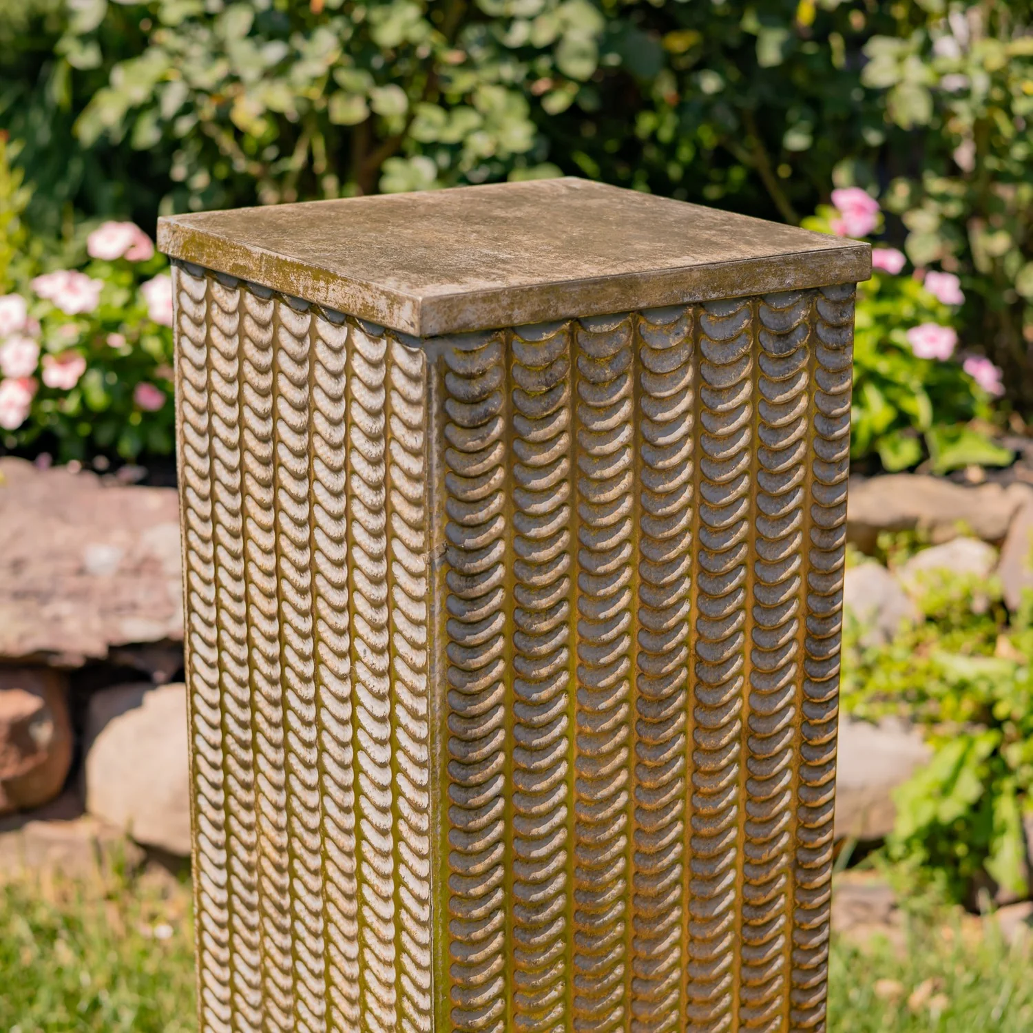 Set of 3 Assorted Dark Gold Metal Decorative Pedestal Pillars 39.5" H - Image 3