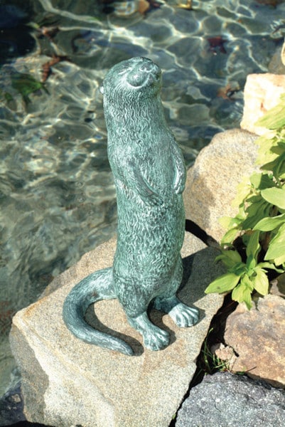 Otter Bronze Statue Spouting Water Feature