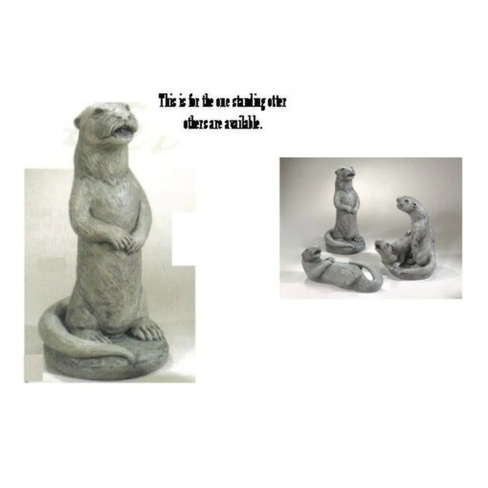 Otter Sitting Piped Water Feature 19.5" Garden Statue - Image 3