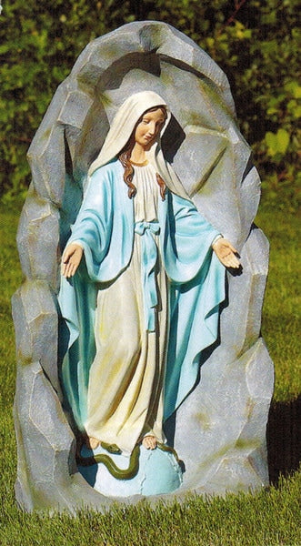 Our Lady of Grace Sculpture in Grotto 36" HIgh - Image 2