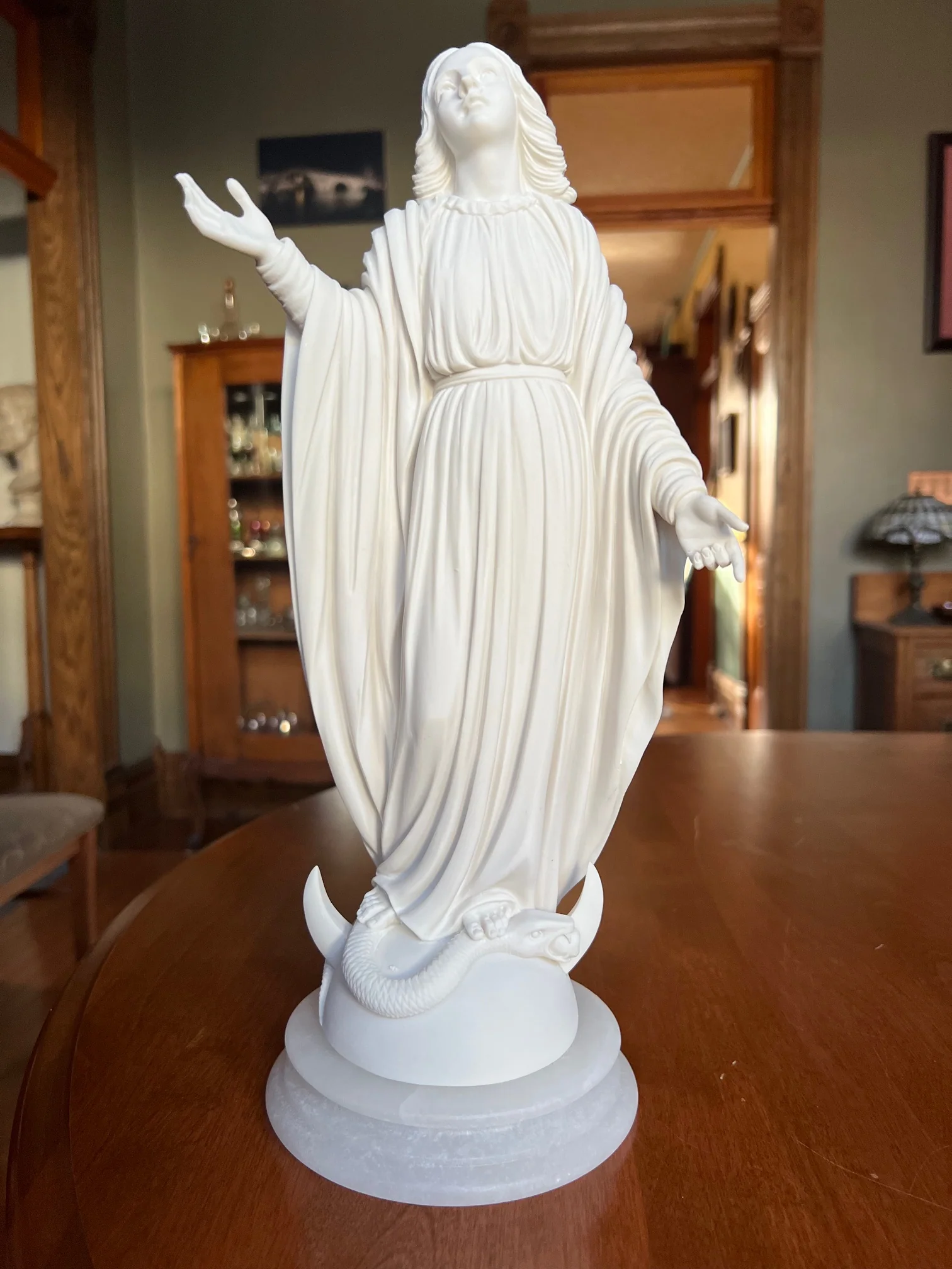 Miraculous Medal Virgin Mary Statue on Marble Base - Image 10