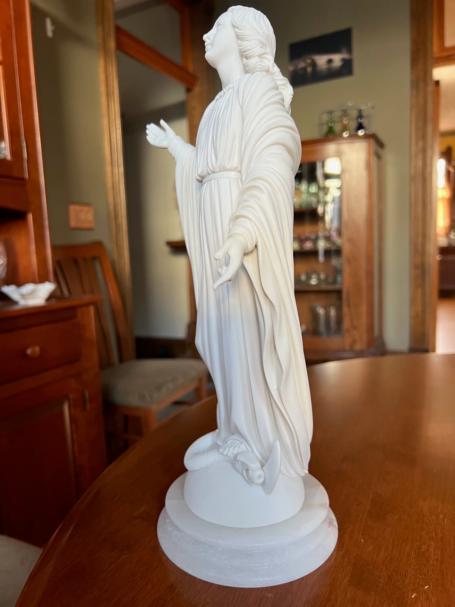 Miraculous Medal Virgin Mary Statue on Marble Base - Image 7