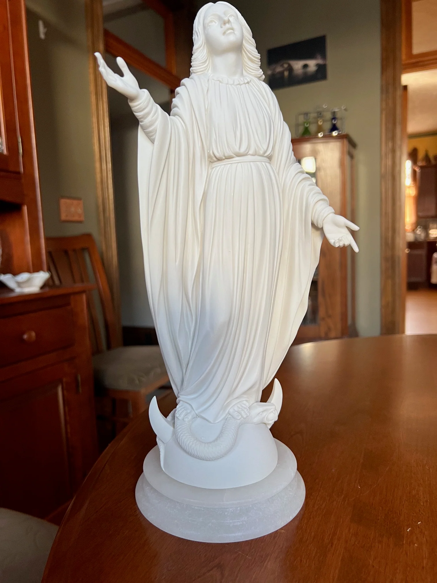Miraculous Medal Virgin Mary Statue on Marble Base - Image 8