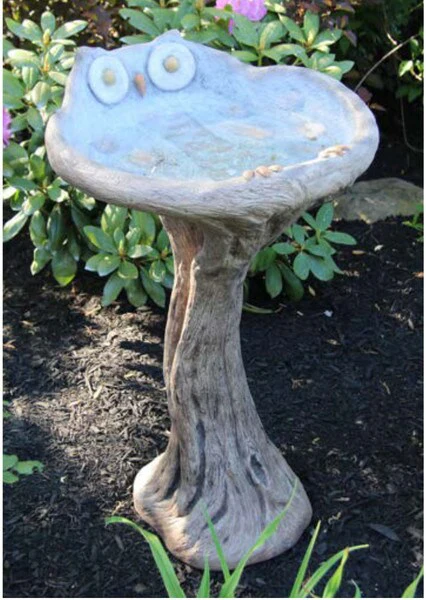 Owl Birdbath One Piece Custom Color Sculpture