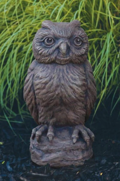 Owl Garden Statue Cement 12" High