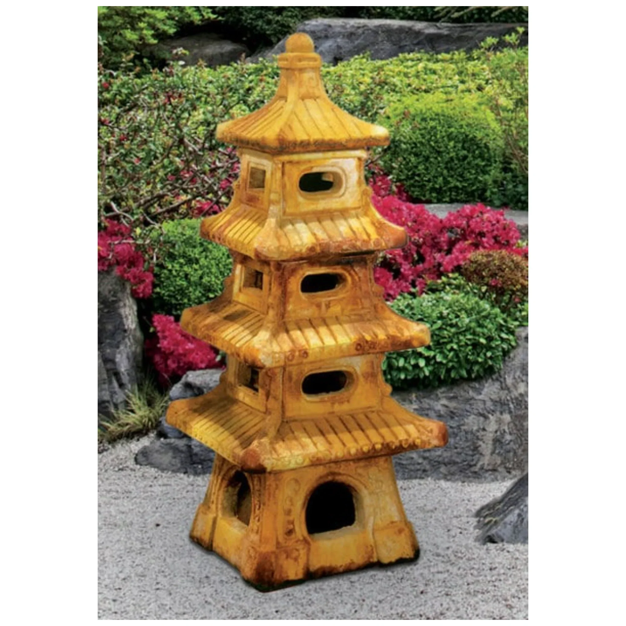 Three-Tier Japanese Pagoda Stone Garden Sculpture