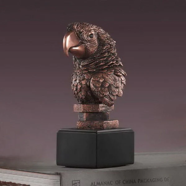 Parrot Head Sculptural Bust 8" High Statue
