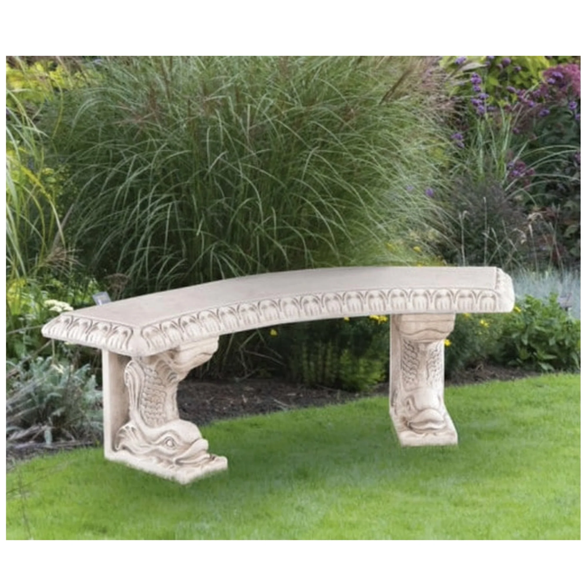 Dolphin-Footed Curved Garden Bench Greco-Roman - Image 3
