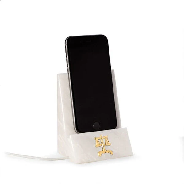 Phone Stand White Marble Scales Legal Insignia