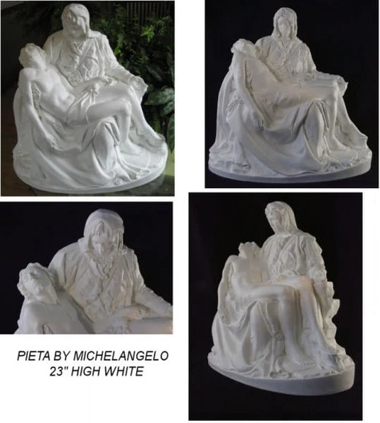 Pieta By Michelangelo 22" High White