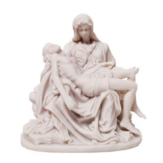 Pieta By Michelangelo Sculpture 7" High White